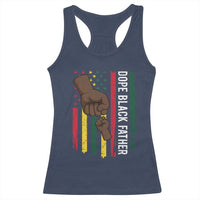 Dope Black Dad Racerback Tank Top Vintage American Flag Fist Bump
