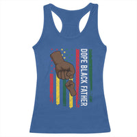 Dope Black Dad Racerback Tank Top Vintage American Flag Fist Bump