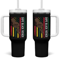 Dope Black Dad Tumbler With Handle Vintage American Flag Fist Bump