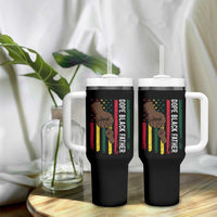 Dope Black Dad Tumbler With Handle Vintage American Flag Fist Bump