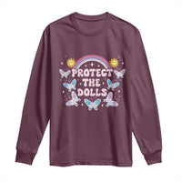 Protect The Dolls Long Sleeve Shirt Trans Women Pride Month Retro Groove Butterfly