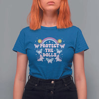 Protect The Dolls T Shirt For Women Trans Women Pride Month Retro Groove Butterfly