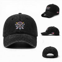 Protect The Dolls Washed Cotton Baseball Cap Trans Women Pride Month Retro Groove Butterfly