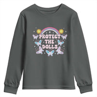 Protect The Dolls Youth Sweatshirt Trans Women Pride Month Retro Groove Butterfly