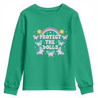 Protect The Dolls Youth Sweatshirt Trans Women Pride Month Retro Groove Butterfly