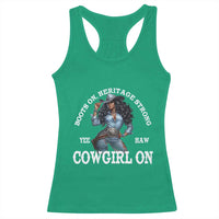 Boots On Heritage Strong Cowgirl On Racerback Tank Top African American Black Cowgirl