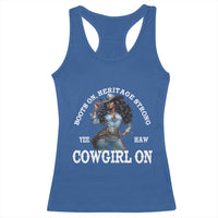 Boots On Heritage Strong Cowgirl On Racerback Tank Top African American Black Cowgirl
