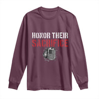Honor Their Sacrifice Long Sleeve Shirt Veteran Memorial Day Military Dog Tag