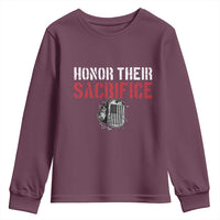 Honor Their Sacrifice Youth Sweatshirt Veteran Memorial Day Military Dog Tag