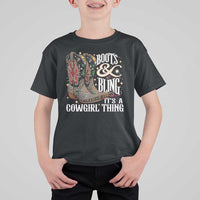 Funny Boots And Bling Its A Cowgirl Thing T Shirt For Kid Western Country Girl Boots