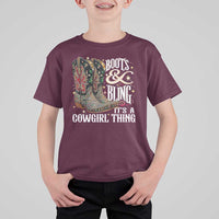 Funny Boots And Bling Its A Cowgirl Thing T Shirt For Kid Western Country Girl Boots