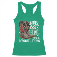 Funny Boots And Bling Its A Cowgirl Thing Racerback Tank Top Western Country Girl Boots