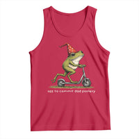 Off To Commit Dad Foolery Tank Top Funny Daddy Frog Scooter Fathers Day