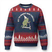 Off To Commit Mom Foolery Ugly Christmas Sweater Funny Mama Frog Scooter Mother's Day