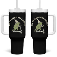 Off To Commit Mom Foolery Tumbler With Handle Funny Mama Frog Scooter Mother's Day