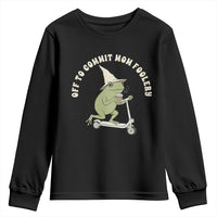 Off To Commit Mom Foolery Youth Sweatshirt Funny Mama Frog Scooter Mother's Day