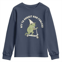 Off To Commit Mom Foolery Youth Sweatshirt Funny Mama Frog Scooter Mother's Day
