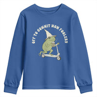 Off To Commit Mom Foolery Youth Sweatshirt Funny Mama Frog Scooter Mother's Day