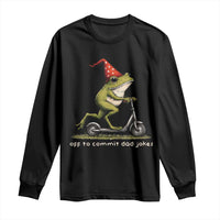 Off To Commit Dad Jokes Long Sleeve Shirt Funny Daddy Frog Scooter Fathers Day