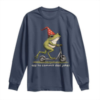 Off To Commit Dad Jokes Long Sleeve Shirt Funny Daddy Frog Scooter Fathers Day