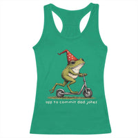 Off To Commit Dad Jokes Racerback Tank Top Funny Daddy Frog Scooter Fathers Day