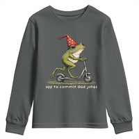 Off To Commit Dad Jokes Youth Sweatshirt Funny Daddy Frog Scooter Fathers Day