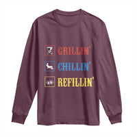 BBQ Lover Long Sleeve Shirt Grilling Chillin' Grillin' Refillin' Smoker - Wonder Print Shop