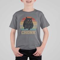 Funny Cat T Shirt For Kid Chonk Black Fat Kitten - Wonder Print Shop