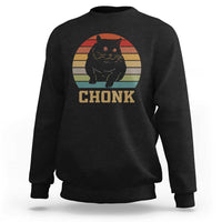 Funny Cat Sweatshirt Chonk Black Fat Kitten - Wonder Print Shop