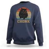Funny Cat Sweatshirt Chonk Black Fat Kitten - Wonder Print Shop