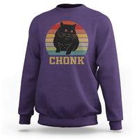 Funny Cat Sweatshirt Chonk Black Fat Kitten - Wonder Print Shop