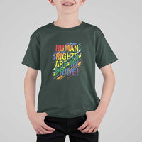 Proud Ally T Shirt For Kid Human Rights Are My Pride Rainbow LGBT Flag - Wonder Print Shop
