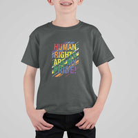 Proud Ally T Shirt For Kid Human Rights Are My Pride Rainbow LGBT Flag - Wonder Print Shop