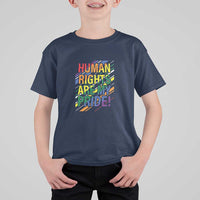 Proud Ally T Shirt For Kid Human Rights Are My Pride Rainbow LGBT Flag - Wonder Print Shop