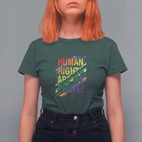 Proud Ally T Shirt For Women Human Rights Are My Pride Rainbow LGBT Flag - Wonder Print Shop