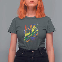 Proud Ally T Shirt For Women Human Rights Are My Pride Rainbow LGBT Flag - Wonder Print Shop