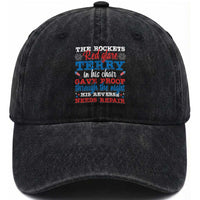 Funny The Rockets Red Glare Terry In His Chair His Reverse Needs Repair Washed Cotton Baseball Cap 4th Of July Meme