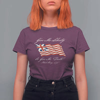 Give Me Liberty Or Give Me Death Patrick Henry T Shirt For Women Vintage Grand Union Flag - Wonder Print Shop