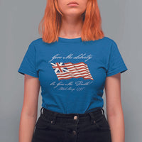 Give Me Liberty Or Give Me Death Patrick Henry T Shirt For Women Vintage Grand Union Flag - Wonder Print Shop