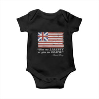Funny Give Me Liberty Or Give Me Death Baby Onesie Patrick Henry Quote Grand Union Flag - Wonder Print Shop