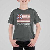 Funny Give Me Liberty Or Give Me Death T Shirt For Kid Patrick Henry Quote Grand Union Flag - Wonder Print Shop