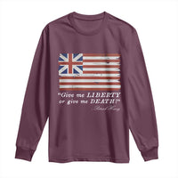 Funny Give Me Liberty Or Give Me Death Long Sleeve Shirt Patrick Henry Quote Grand Union Flag - Wonder Print Shop