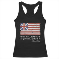 Funny Give Me Liberty Or Give Me Death Racerback Tank Top Patrick Henry Quote Grand Union Flag - Wonder Print Shop