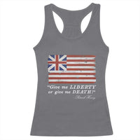 Funny Give Me Liberty Or Give Me Death Racerback Tank Top Patrick Henry Quote Grand Union Flag - Wonder Print Shop