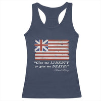 Funny Give Me Liberty Or Give Me Death Racerback Tank Top Patrick Henry Quote Grand Union Flag - Wonder Print Shop