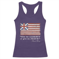 Funny Give Me Liberty Or Give Me Death Racerback Tank Top Patrick Henry Quote Grand Union Flag - Wonder Print Shop