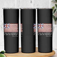 Funny Give Me Liberty Or Give Me Death Skinny Tumbler Patrick Henry Quote Grand Union Flag - Wonder Print Shop