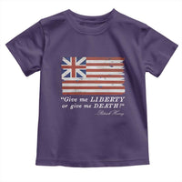 Funny Give Me Liberty Or Give Me Death Toddler T Shirt Patrick Henry Quote Grand Union Flag - Wonder Print Shop