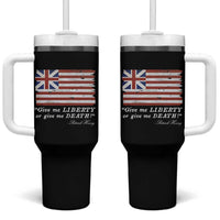 Funny Give Me Liberty Or Give Me Death Tumbler With Handle Patrick Henry Quote Grand Union Flag - Wonder Print Shop