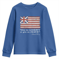 Funny Give Me Liberty Or Give Me Death Youth Sweatshirt Patrick Henry Quote Grand Union Flag - Wonder Print Shop